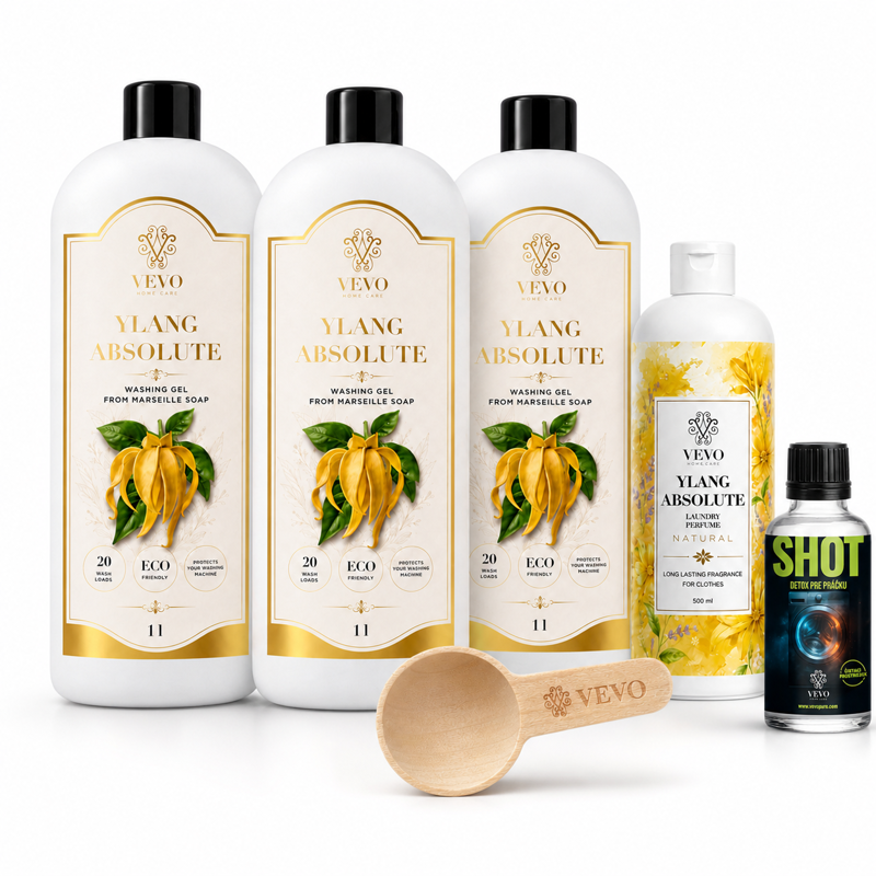 Ylang Absolute 500 ml + 3× prací gél 1 l + Shot a odmerka ZADARMO